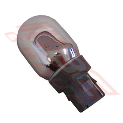 12VHV007A - BULB - 12V WEDGE T20 21W - AMBER SINGLE FILAMENT - TO SUIT - UNIVERSAL - AMBER - CHROME LOOK STYLE