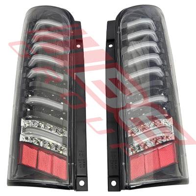 1683198-92PG - REAR LAMP SET - L&R - BLACK BASE - LED - TO SUIT - NISSAN CARAVAN NV350 / E26 2013-