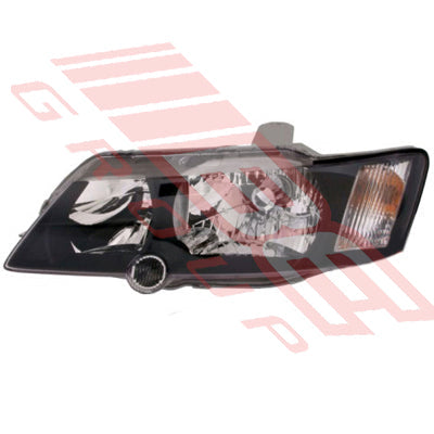 2817094-5PG - HEADLAMP - L/H - BLACK - W/CLEAR CORNER LAMP - TO SUIT - HOLDEN COMMODORE VY 2002- S/SS/SV8
