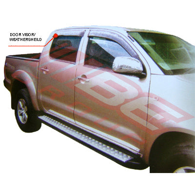 DOOR VISOR/WEATHERSHEILD SET - TRANSPARENT BLACK - TO SUIT - TOYOTA HILUX 2005- 4 DOOR