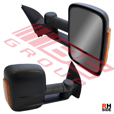 DOOR MIRROR - R/H - EXTRA WIDE TOWING TYPE - ELECTRIC - W/LAMP - TO SUIT - TOYOTA HILUX 2015-