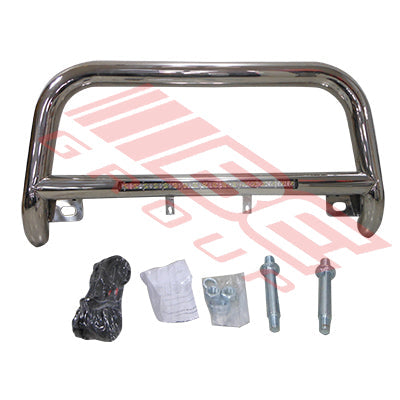 8194190-74 - FRONT NUDGE BAR - W/SINGLE LED BAR - POLISHED W/FITTING KIT - TO SUIT - TOYOTA HIACE 2004-17 NARROW