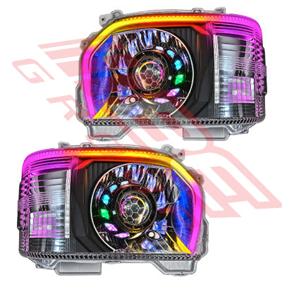 8194194-82PG - HEADLAMP SET - L&R - LED - RGB COLOR CHANGE W/REMOTE - TO SUIT - TOYOTA HIACE 2014- F/LIFT LATE