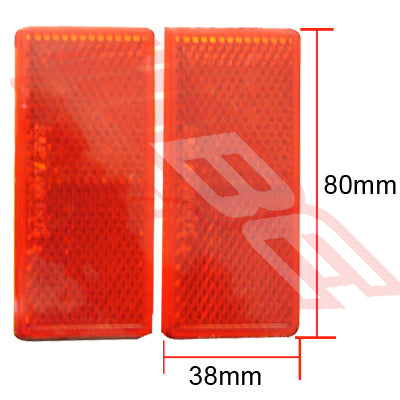 REFLECT04 - REFLECTOR - RECTANGULAR - 80mmX38mm - STICK ON 2PACK - TO SUIT - UNIVERSAL - ALL MAKES/MODELS