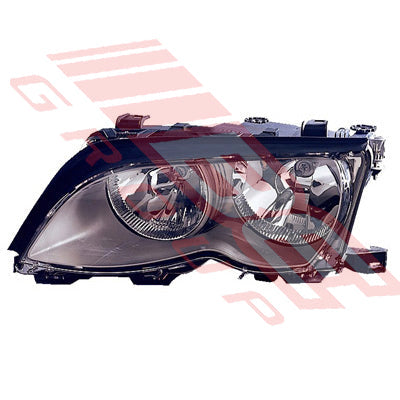 0061094-31G - HEADLAMP - L/H - BLACK REFLECTOR - TO SUIT - BMW 3'S E46 4D 2001-  F/L