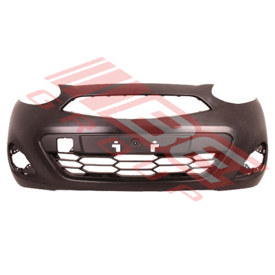 1628190-10CF - FRONT BUMPER - MAT/BLACK - W/OUT SENSOR & MOULDING HOLES - CERTIFIED - TO SUIT - NISSAN MARCH/MICRA - K13 - 2015-  F/LIFT