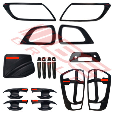 1645400-10PG - EXTERIOR TRIM COVER 20PC KIT - BLACK TO SUIT - NISSAN NAVARA D23 NP300 2016-