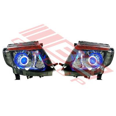2588294-90PG - HEADLAMP SET - L&R - BLACK HID TYPE W/LED H/RING TO SUIT - FORD RANGER PX1 2012-