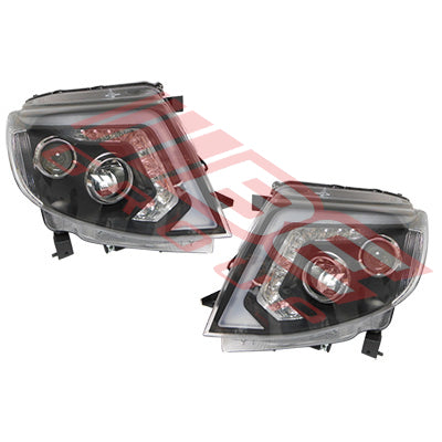 2588294-91PG - HEADLAMP SET - L&R - BLACK HOUSING TO SUIT - FORD RANGER PX1 2012-