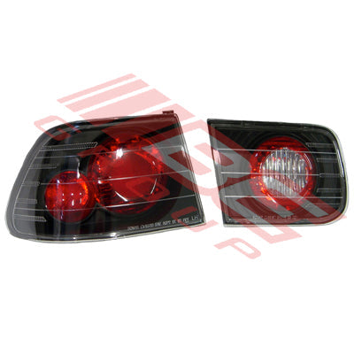 REAR LAMP - SET - L&R - JDM BLACK TO SUIT - HONDA CIVIC EK 2DR COUPE 1996-98