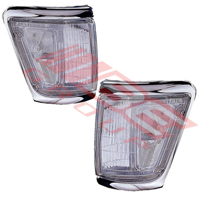 8125097-90PG - CORNER LAMP - SET - L&R - CLEAR - CHROME TRIM TO SUIT - TOYOTA HILUX 4WD 1992-
