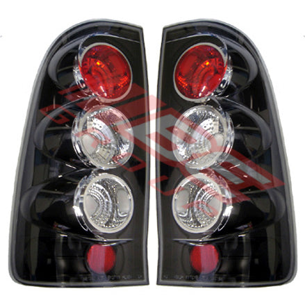 8128198-75PG - REAR LAMP SET - L&R - JDM BLACK STYLE TO SUIT - TOYOTA HILUX 2005-