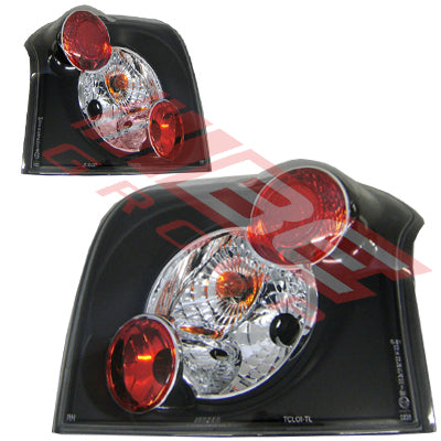 8179098-91PG - REAR LAMP - SET - L&R - BLACK TO SUIT - TOYOTA COROLLA ZZE 2002- HATCH