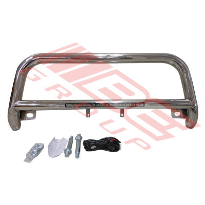 8194190-76 - FRONT NUDGE BAR - WITH SINGLE LED BAR - POLISHED - TO SUIT - TOYOTA HIACE 2004-17  WIDE