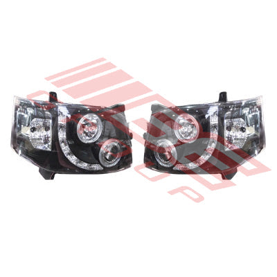 8194194-81PG - HEADLAMP SET - L&R - JDM BLACK - PROJECTOR - DRL LOOK TO SUIT - TOYOTA HIACE 2010-  F/LIFT