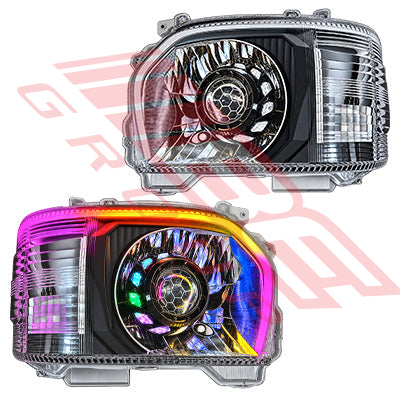 8194194-82PG - HEADLAMP SET - L&R - LED - RGB COLOR CHANGE W/REMOTE - TO SUIT - TOYOTA HIACE 2014- F/LIFT LATE
