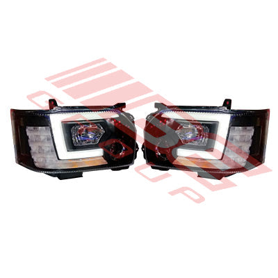 8194194-97PG - HEADLAMP SET - L&R - BLACK - DRL LOOK TO SUIT - TOYOTA HIACE 2014- F/LIFT LATE