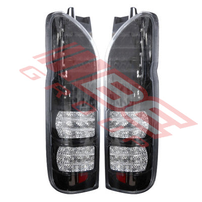 8194198-52PG - REAR LAMP - SET - L&R - BLACK - LED - CLEAR LENS TO SUIT - TOYOTA HIACE 2004-