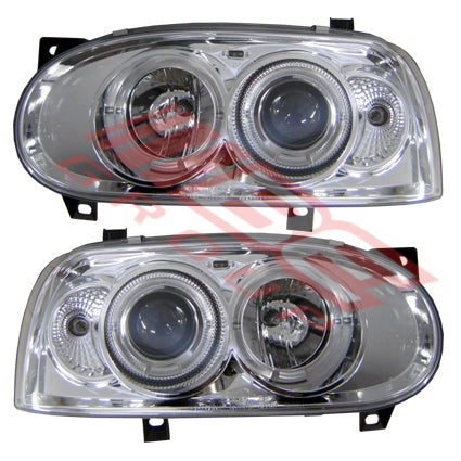 9522094-83PG - HEADLAMP - SET - L&R - PROJECTOR - CHROMED TO SUIT - VW GOLF MK3 1H 1991- 1998