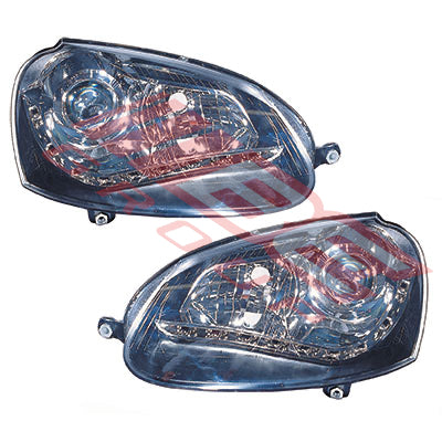 9524094-93PG - HEADLAMP SET - L&R - ELECTRIC - BLACK - WITH LED TO SUIT - VW GOLF MK5 1K 2003- 2009