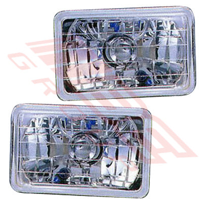 SL-3315C - HEADLAMP SET - 2PCS - SEMI SEALED - CLEAR - TO SUIT - H4 P43T 6 1/2INCH 12V 5W 3PIN - RECTANGULAR