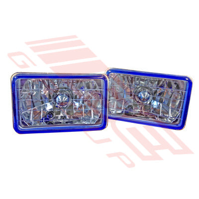 SL-3315B - HEADLAMP SET - 2PCS - SEMI SEALED - BLUE - TO SUIT - H4 P43T 6 1/2INCH 12V 5W 3PIN - RECTANGULAR