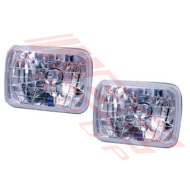 SL-3317C - HEADLAMP SET - 2PCS - SEMI SEALED - CLEAR - TO SUIT - H4 P43T 7INCH 12V 5W 3PIN - RECTANGULAR