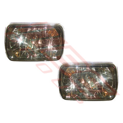 SL-3317SM - HEADLAMP SET - 2PCS - SEMI SEALED - SMOKEY - TO SUIT - H4 P43T 7INCH 12V 5W 3PIN - RECTANGULAR