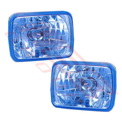 SL-3317 - HEADLAMP SET - 2PCS - SEMI SEALED - BLUE - TO SUIT - H4 P43T 7INCH 12V 5W 3PIN - RECTANGULAR
