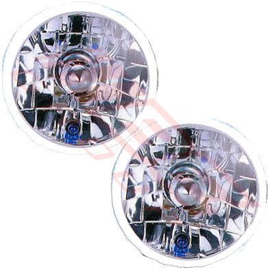 SL-3318 - HEADLAMP SET - 2PCS - SEMI SEALED - CLEAR - W/RING - TO SUIT - H4 P43T 5 æINCH 12V 5W 3PIN