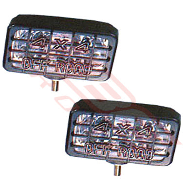 SL-9250 - DRIVE LAMP SET - 2PCS - CLEAR LENS - RECTANGULAR - TO SUIT - H3/12V/55W - METAL HOUSING - 7 INCH