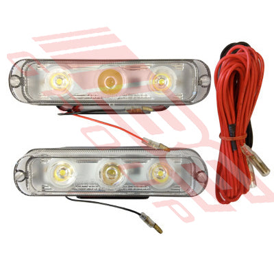 DRL-009 - DAYTIME RUNNING LAMP SET - LED - TO SUIT - 145x30x30MM - 3pcs x 1W LED - 12-24V