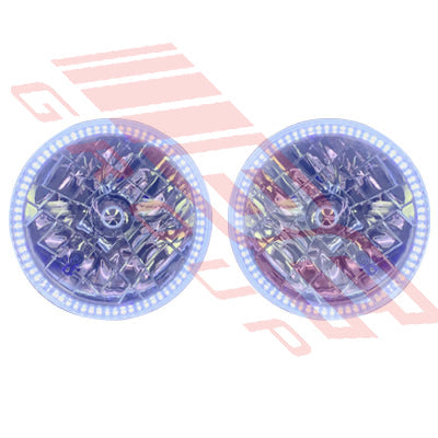 SL-3319 - HEADLAMP SET - 2PCS - SEMI SEALED - CLEAR - W/LED RING X 72PCS - TO SUIT - BULB: H4 P43T / WITH PARKING BULB: T10 12V 5W / SIZE: 7INCH ROUND 3PIN