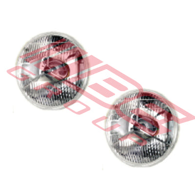 HEADLAMP SET - 2PCS - SEMI SEALED - 7" ROUND - TO SUIT - H4 - 7 IN ROUND SEMI SEALED