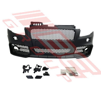 0018290-02 - FRONT BUMPER - W/WASH - W/O PDS - BLACK - RS - TO SUIT - AUDI A4 2005-