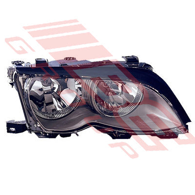 0061094-32G - HEADLAMP - R/H - BLACK REFLECTOR - TO SUIT - BMW 3'S E46 4D 2001- F/L